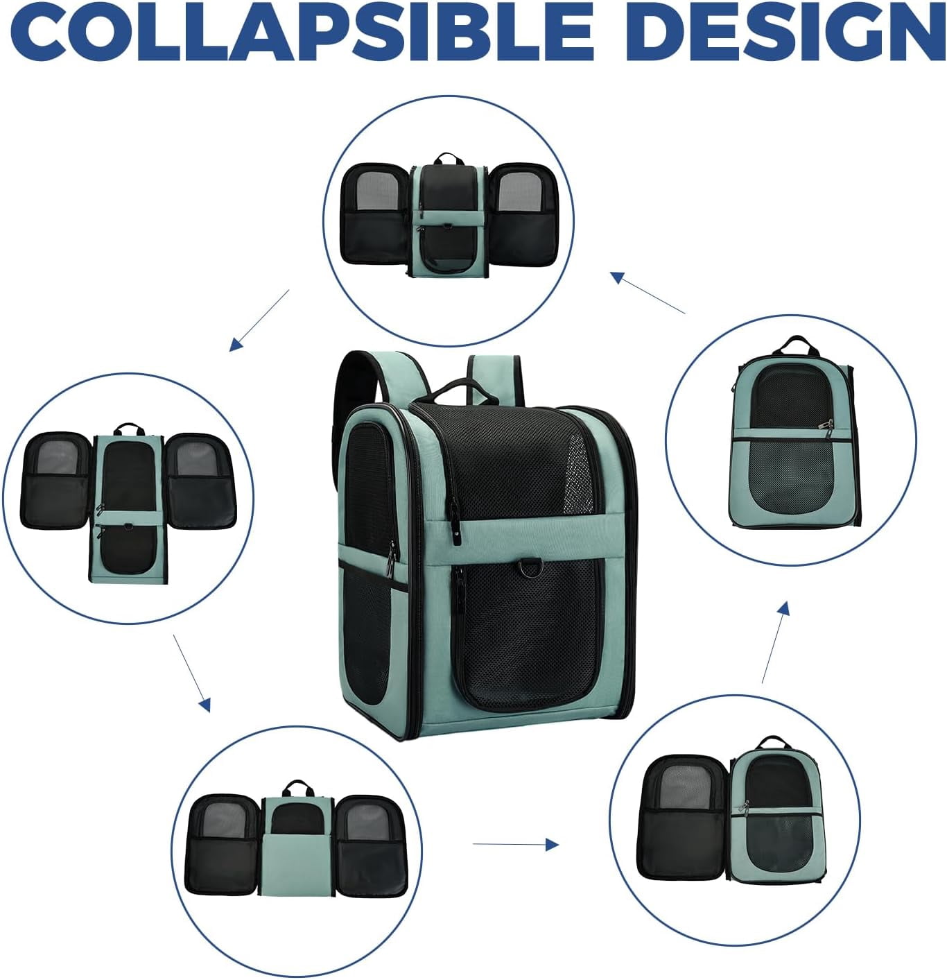 Pet Carrier Backpack for 4-18lb Cats and Dogs, Puppies, Safety Features and Cushion Back Support | for Travel, Hiking, Outdoor Use (Gray)