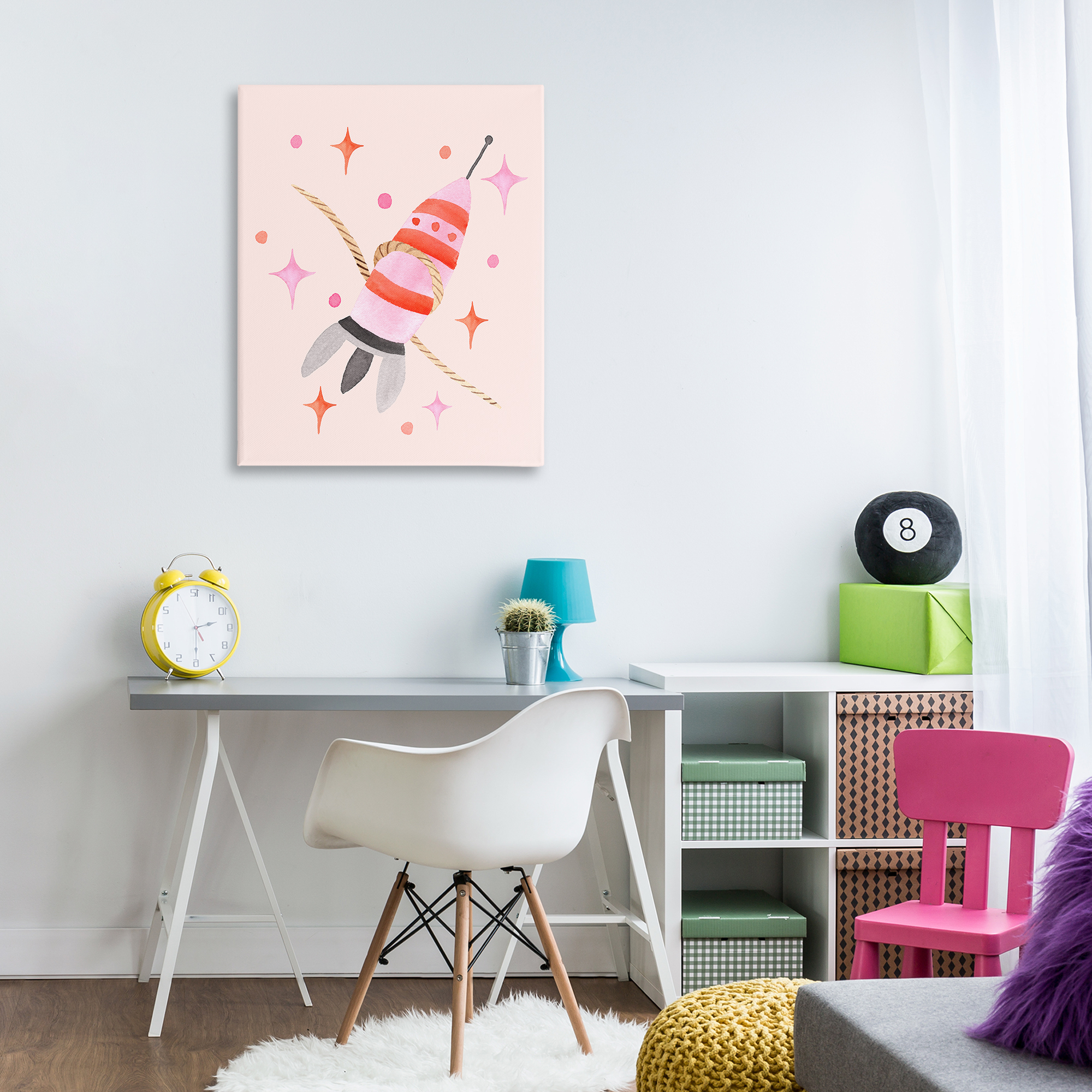 Spaceship with Lasso Canvas Wall Art, design by Nina Jacobs