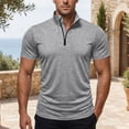thumbnail image 2 of MLQIDK Men's Solid Color Casual Button Down Short Sleeve Henley Shirt Breathable Lightweight Summer Tee for Men Light Gray 3XL, 2 of 7
