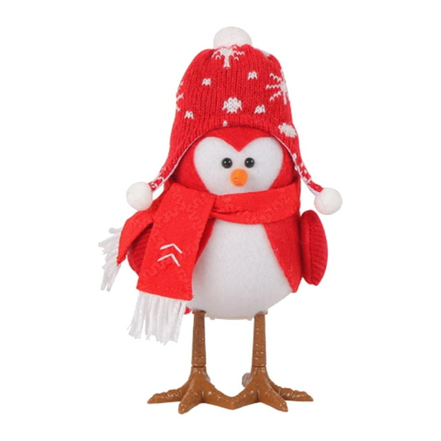 Adorno de pájaro iluminado, adorno de escritorio, figurita, manualidades, luz de noche de dibujos animados para Sombrero redondo rojo