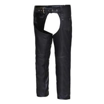 Unisex Naked Leather Coin Pocket Motorcycle Chaps,Black,Size - Large