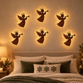 thumbnail image 5 of 3D Light‑Up Wooden Angel Wall Decor (Set of 7), Remote‑Controlled Warm Backlit Peel & Stick Entryway Glow, Handmade Real Wood LED Christmas Wall Decor for Living Room, Bedroom, Fireplace, 5 of 6