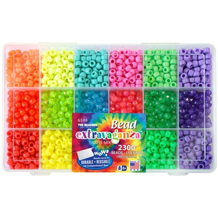 The Beadery 18 Compartment Bead Box-Tie Dye, 6598, Plastic Beads, Unisex, Children 6 