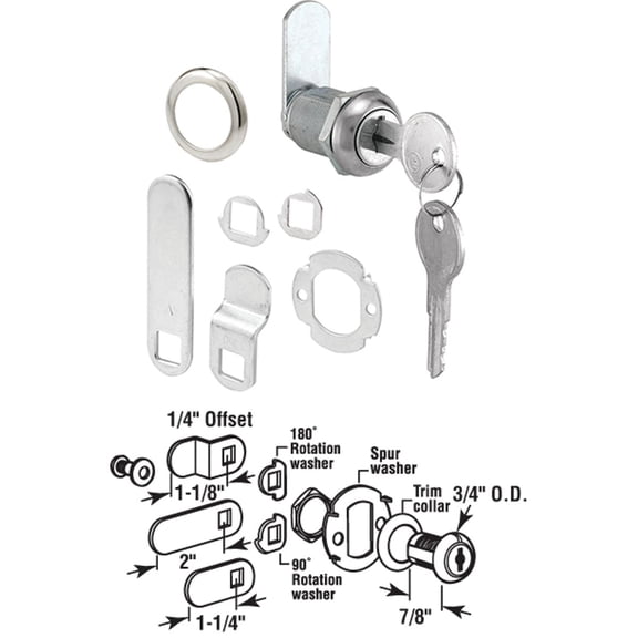 9/16 in., Diecast and Steel, Stainless Steel finish, Drawer and Cabinet lock