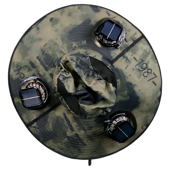 BRANROY Men Women Solar Powered 3-Fan Hat - UPF 50 Wide Brim Sun Hat, Bucket Hat for Beach Fishing with Cooling Fans, Solar Fan Hat for Outdoor,Army Green