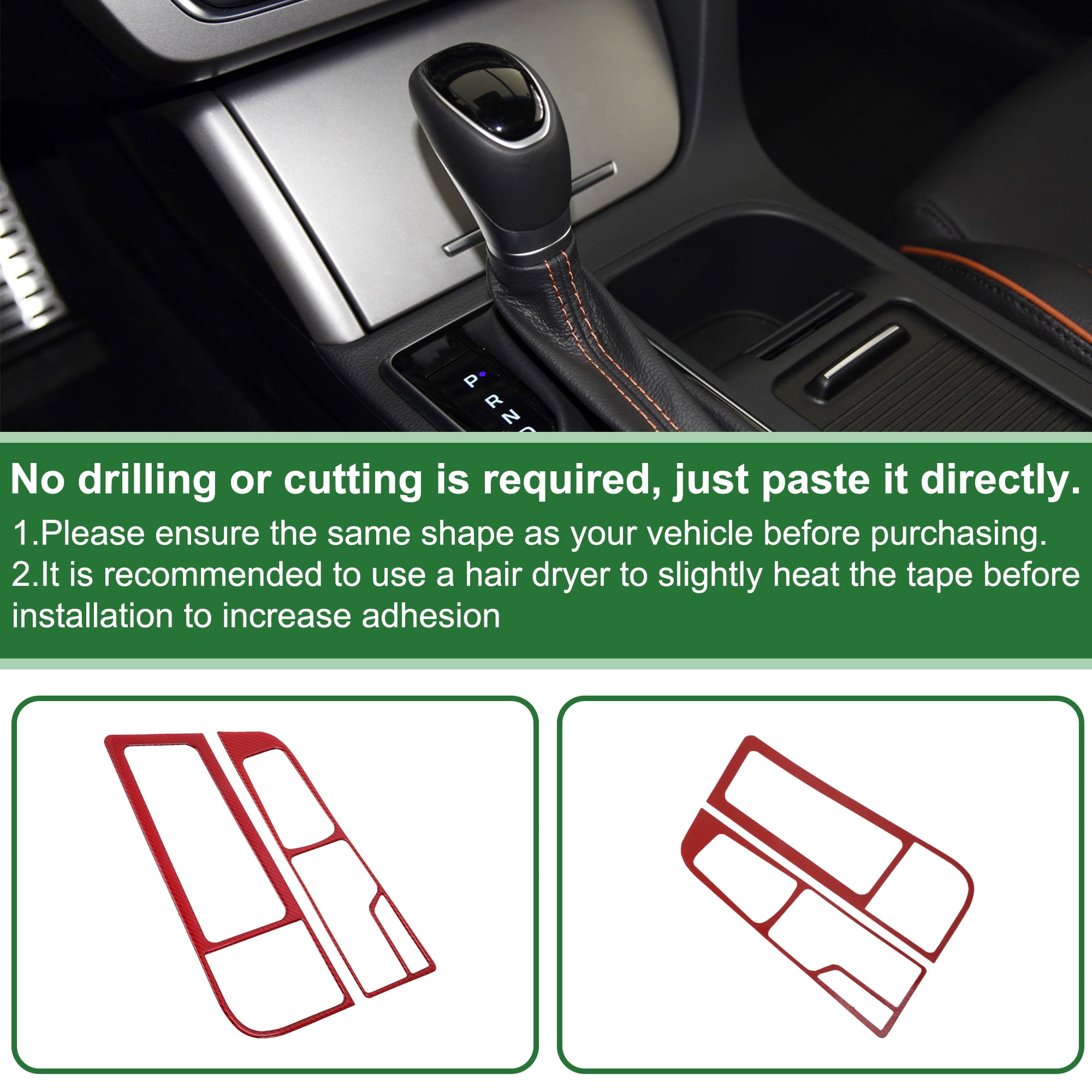 Unique Bargains Central Control Gear Shift Panel Trim Cover for Hyundai Sonata 2015-2017 Gear Shift Control Anti-Scratch Panel Sticker Carbon Fiber Red Half Pack Trim