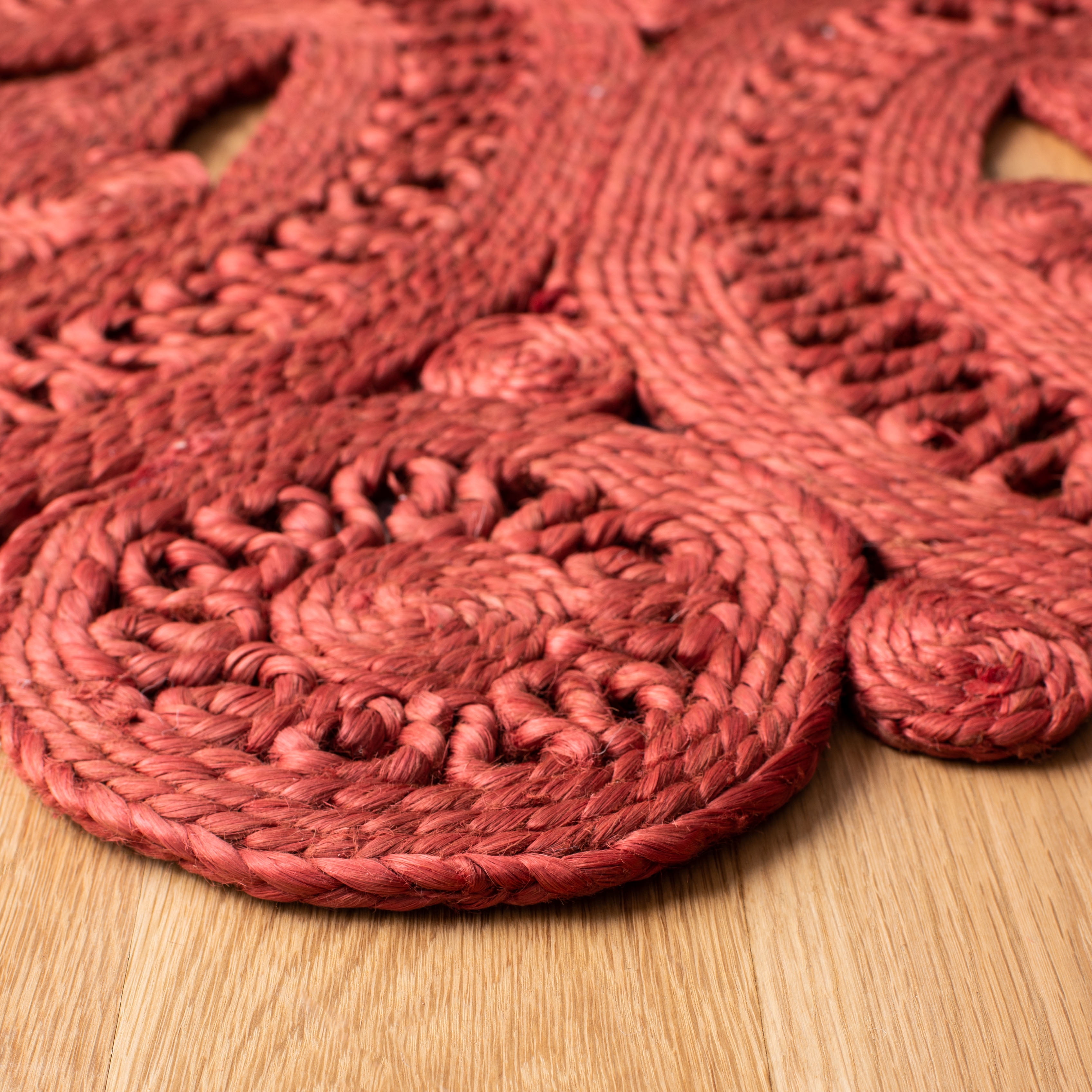 SAFAVIEH Natural Fiber Stamen Solid Area Rug, Rust, 8' x 8' Round