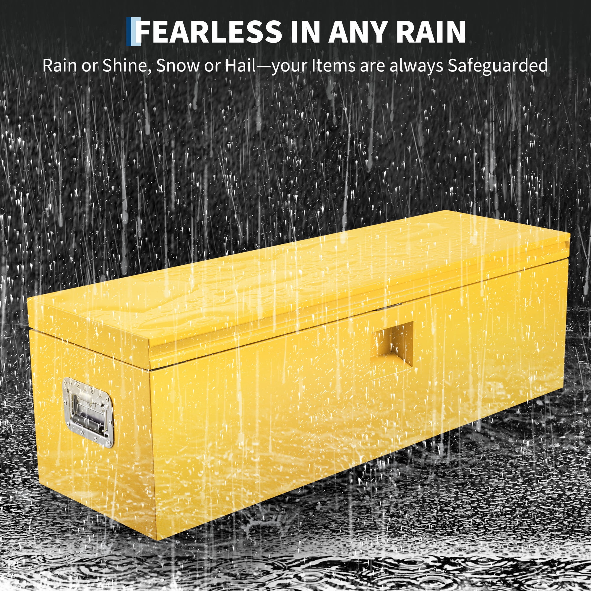 36" x 15" x 15" Yellow Steel Truck Bed Tool Box, Heavy Duty Trailer Tongue & Pickup Storage Chest with Dual Hydraulic Lid Supports, Truck/RV/Trailer Tool Organizer