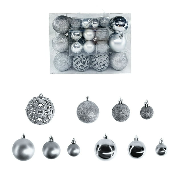 50 Majestuosas Navideñas, Robustez En Diseños Brillantes y Mate, Plástico Duradero, Decoración Navideña Versátil, Ideal para Fiestas En Árbol de Navidad, Fácil de Colgar, Tamaño 3/4/6 Cm.