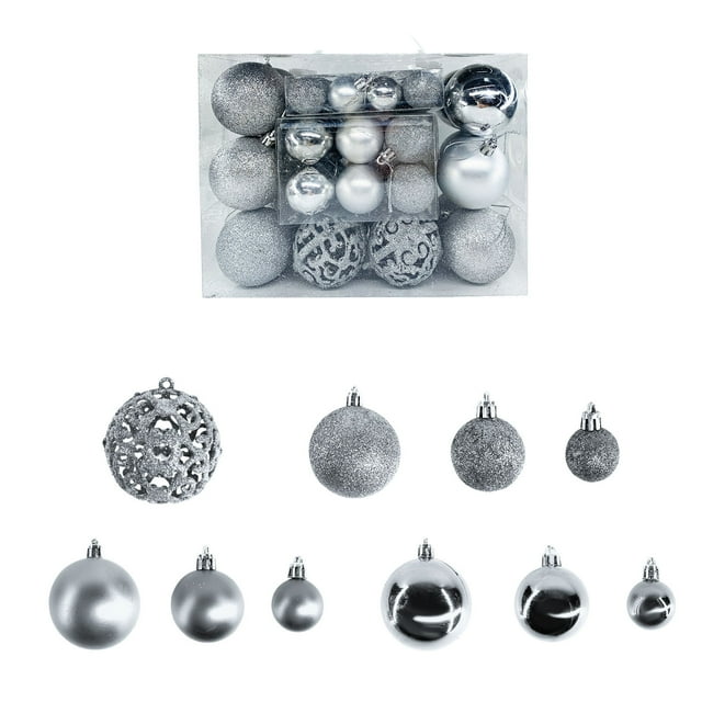 TIMIFIS Christmas Tree Ornaments 50PCS Multiple Styles Christmas Ball Ornaments Set Christmas Decorations Shatterproof Plastic Ball Hanging for Xmas Tree Holiday Wedding Party Home Decor