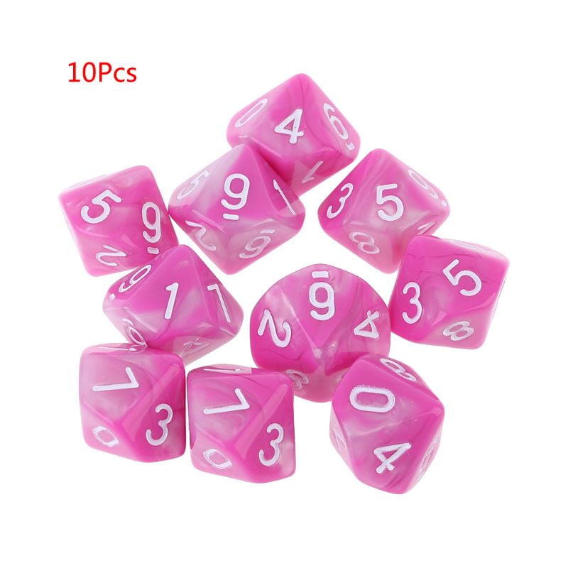 Pack/10pcs Red Plastic Ten Sided Dices D10 Die for Table Game Accessory 