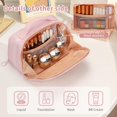 thumbnail image 3 of Bolsa de maquillaje de viaje OCHEAL Wide Open Flat Cosmetic Pink, 3 of 9