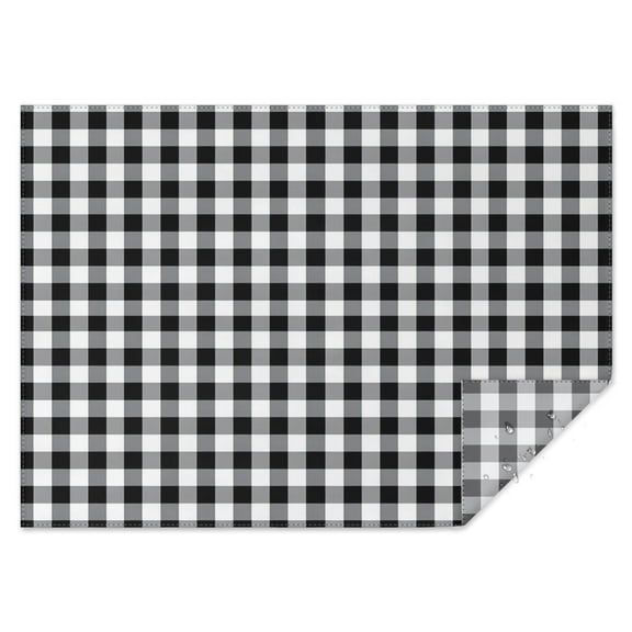 Black White and Gray Checkerboard Pattern Rectangle Tablecloth 60"x84",Waterproof Polyester Rectangle Table Cloth, Wipeable Spillproof Polyester Tablecloth for Dining, Camping, Indoor and Outdoor