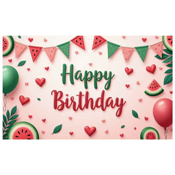 Watermelon Banner Happy Birthday Decorative Garland Fruit Design Celebration Party for Birthday Party Kids Celebration Summer Event
