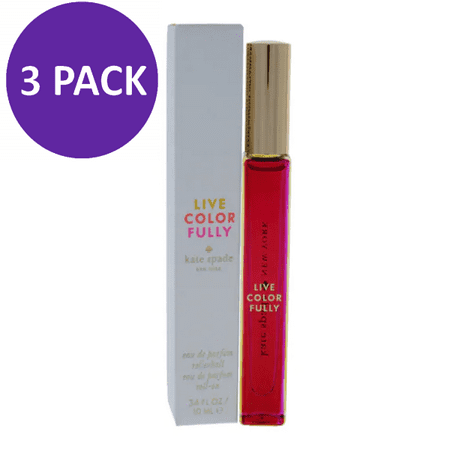 Kate Spade Live Colorfully Eau de Parfum Rollerball Womens Perfume, 0.34 oz. (3 PACK)
