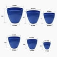 thumbnail image 3 of 7.5/6.5/5.5/4.9/4.2/3.5 inches Plant Planters 6 Pack, Thick Sturdy Plastic Pots for Plants, Indoor/Outdoor 6 Sizes Flower Pots with Drainage Holes and Saucers (6 Sizes,Dark-Blue), 3 of 6