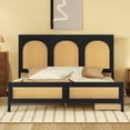 thumbnail image 3 of Euroco Queen Size Platform Bed with 2 Drawers, Rattan and Wood Frame, Black, 3 of 13
