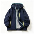 thumbnail image 6 of BCSIOAOI Girls Sweater,Hooded Elastic Cuffs Zipper Windproof Outdoor Jacket with Pockets Navy 11-12 Years, 6 of 7