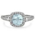 thumbnail image 2 of Dazzlingrock Collection 14K Round 7.5 MM Aquamarine & White Diamond Ladies Halo Engagement Ring, White Gold, Size 7.5, 2 of 5