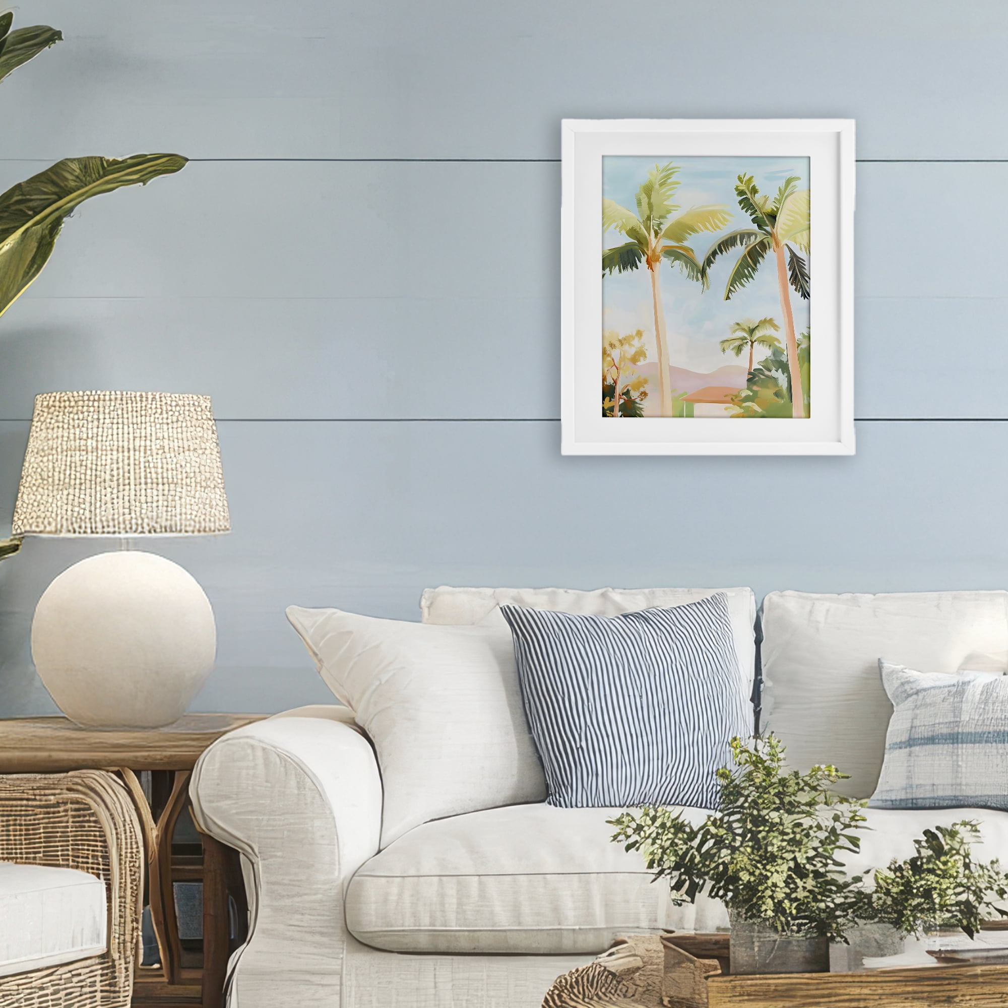 Stupell Industries Rising Above Tropical Palms White Framed Print Under Glass, design by The Prints Vibe