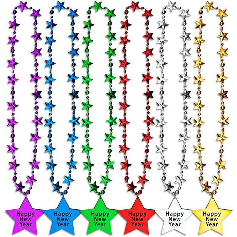 FlashingBlinkyLights New Years Eve Party Star Shaped Bead Necklaces in  Assorted Colors (Set of 12) 