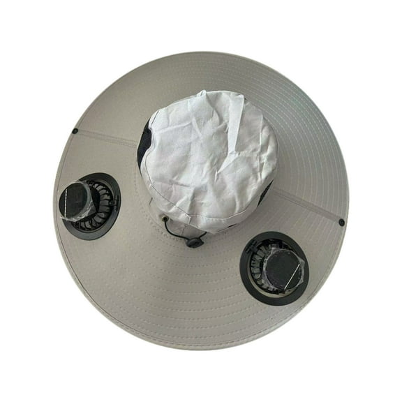 Outdoor Wide Brim Sun Hat with 2 Solar Fan Purpose Fan Hat Men's Strong Wind Charging Fan Summer Fisherman Hat Solar USB Charging