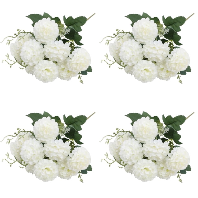 4PCS Artificial Hydrangea Flowers Bouquet - Blush Silk Hydrangeas for Wedding Centerpieces, Home Decor, DIY Floral Arrangements, Table Decorations, Realistic Flowers
