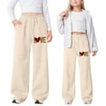 thumbnail image 2 of Girls Love Sweatpants Kids Drawstring Joggers Athletic Pants With Pockets For Teen Girls Girl Sweatpants Beige 4 Y-5 Y, 2 of 7
