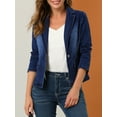 thumbnail image 5 of MODA NOVA Juniors Notched Lapel Button Up Long Sleeve Washed Denim Jacket, 5 of 6