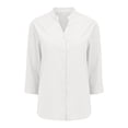 thumbnail image 6 of Endives Women's Linen Shirt 3/4 Sleeve Shirt Fashion Casual Solid Color Shirts Button Down Shirts For Women Spring Summer White, 6 of 6