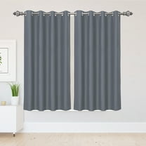 PiccoCasa 2pcs Blockout Thermal Insulated Grommet Window Curtain Panel Valance Darkening Drapes Gray 52" x 63"
