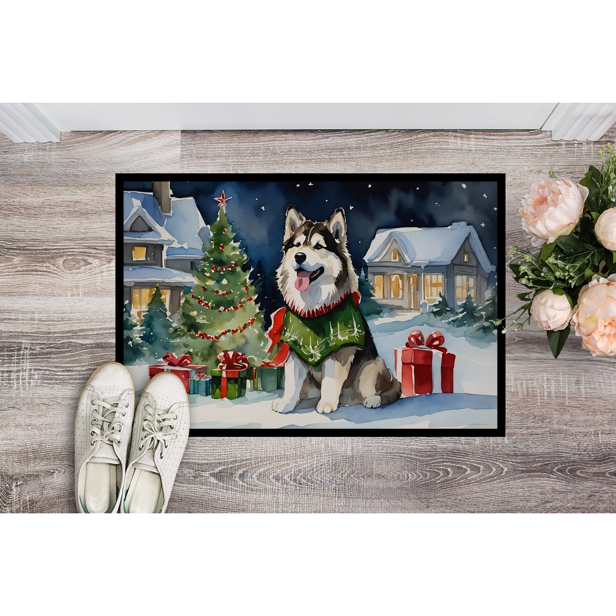 Carolines Treasures DAC2592MAT 0.15 x 18 x 27 in. Alaskan Malamute Cozy Christmas Doormat