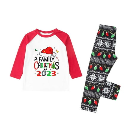 

TUWABEII Kid s Christmas Pajamas Parent-child Warm Set Printed Home Wear Top+pants Two-piece Set