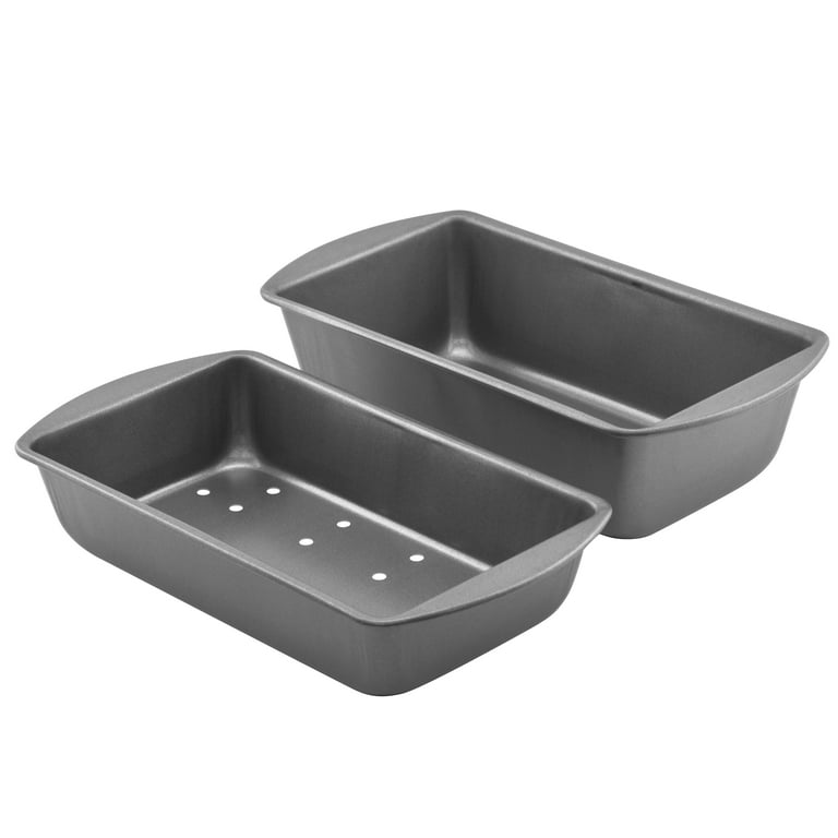 Mainstays Nonstick 9.3 x 5.2 x 2.7 Meatloaf Pan with Insert, Bread and  Loaf Pan, Gray