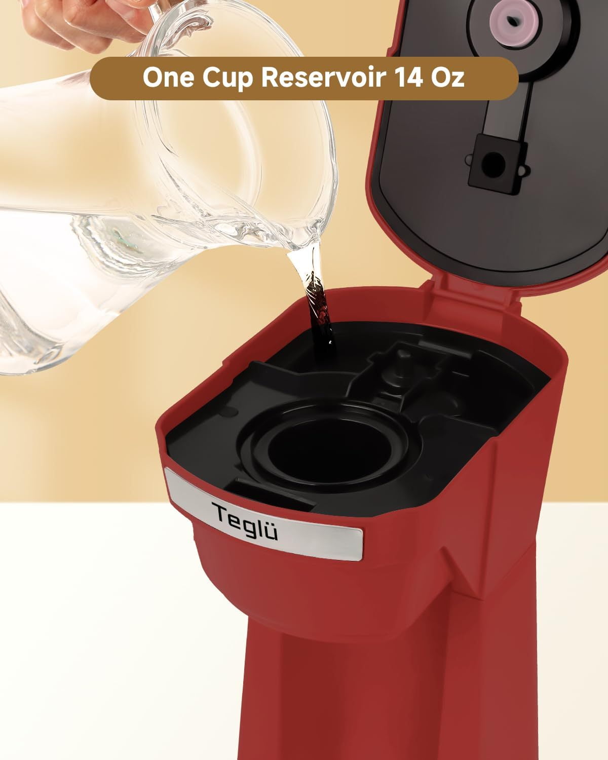 Single Serve Coffee Maker for K Cup Pod & Ground Coffee 2 in 1, K Cup Coffee Machine 14 oz Brew Size, Mini Single Cup Coffee Pod Fast Brew, Reusable Filter, Red