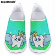 thumbnail image 1 of Zapatos planos informales con estampado de dientes de dibujos animados de Doginthehole para mujer, zapatos de malla transpirables y sin cordones, cómodos y livianos para enfermera, 1 of 5
