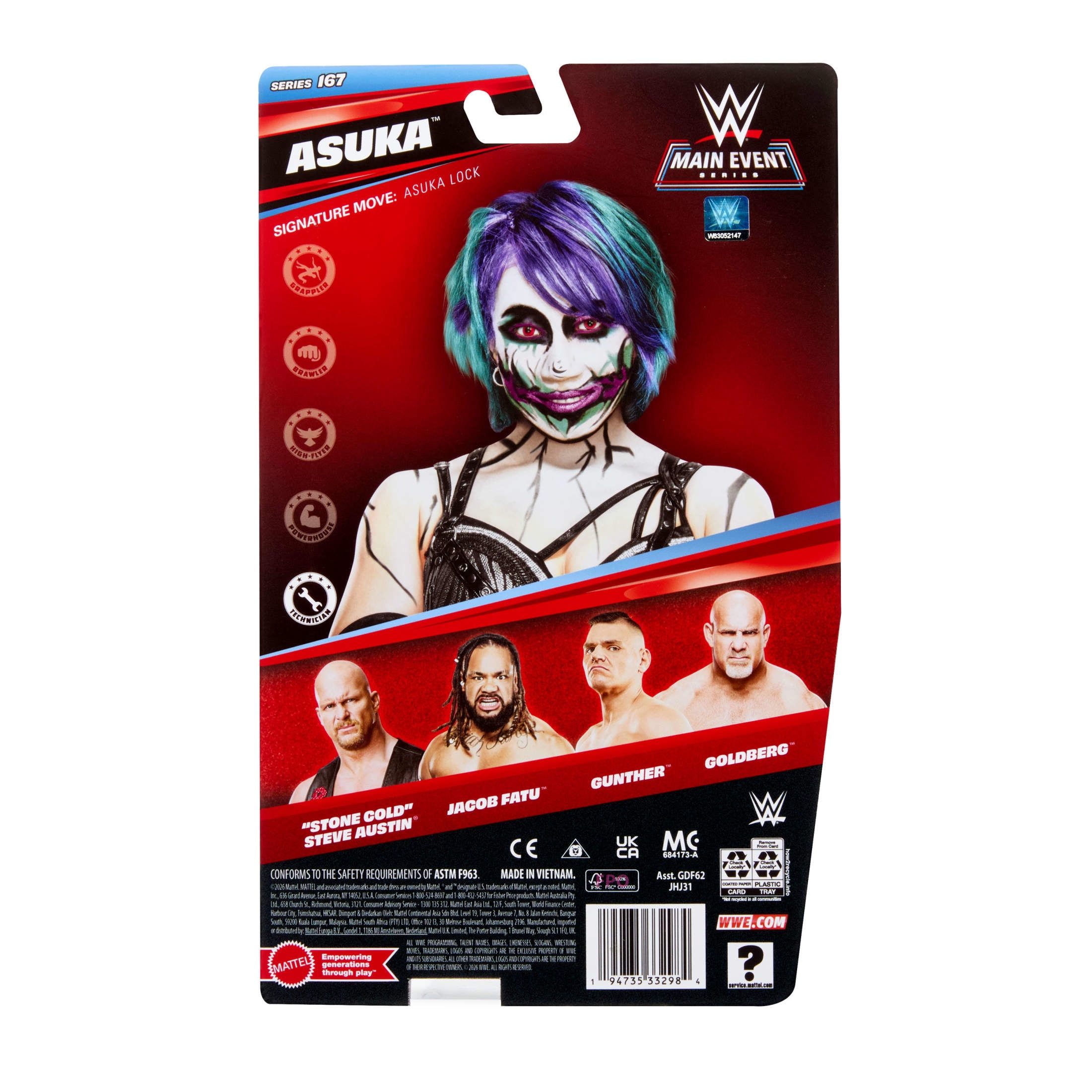 WWE Asuka Action Figure, Main Event Series #167, 6-inch