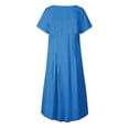thumbnail image 5 of Jsaierl Cotton Linen Dresses Women Casual Summer Short Sleeve Maxi Dress Cute Solid Color Crewneck Dress Vacation Soft Dresses 2024, 5 of 6