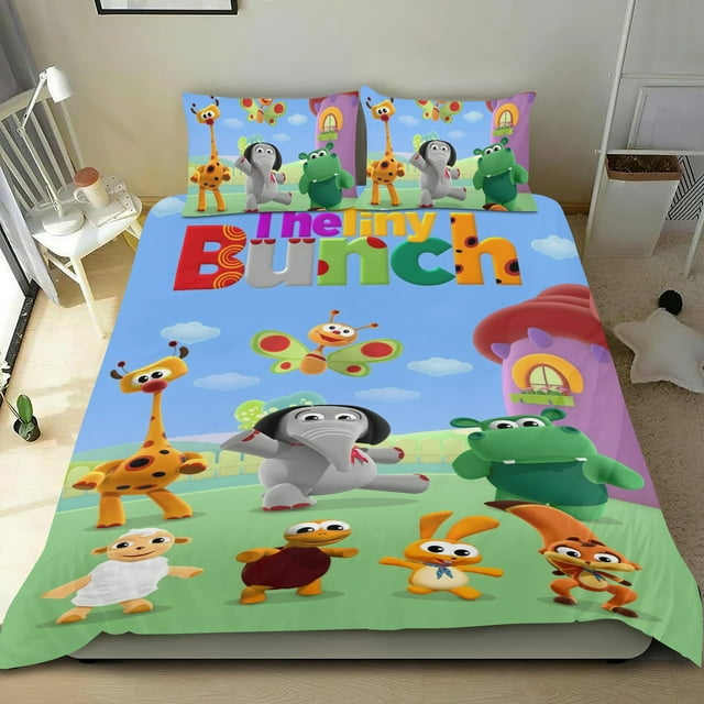 Tiny Bunch Baby TV Conjunto de sábanas temático, trío de piezas, cómodo y amigable con la piel, diseño único, regalo de decoración para el hogar para familiares, amigos y fans, 90 cm * 190 cm