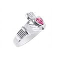 thumbnail image 3 of RYLOS Rings Sterling Silver Claddah Love, Loyalty & Friendship Heart 6MM Gem Irish Wedding Band Claddagh Rings October Pink Ice Jewelry Size 10, 3 of 7