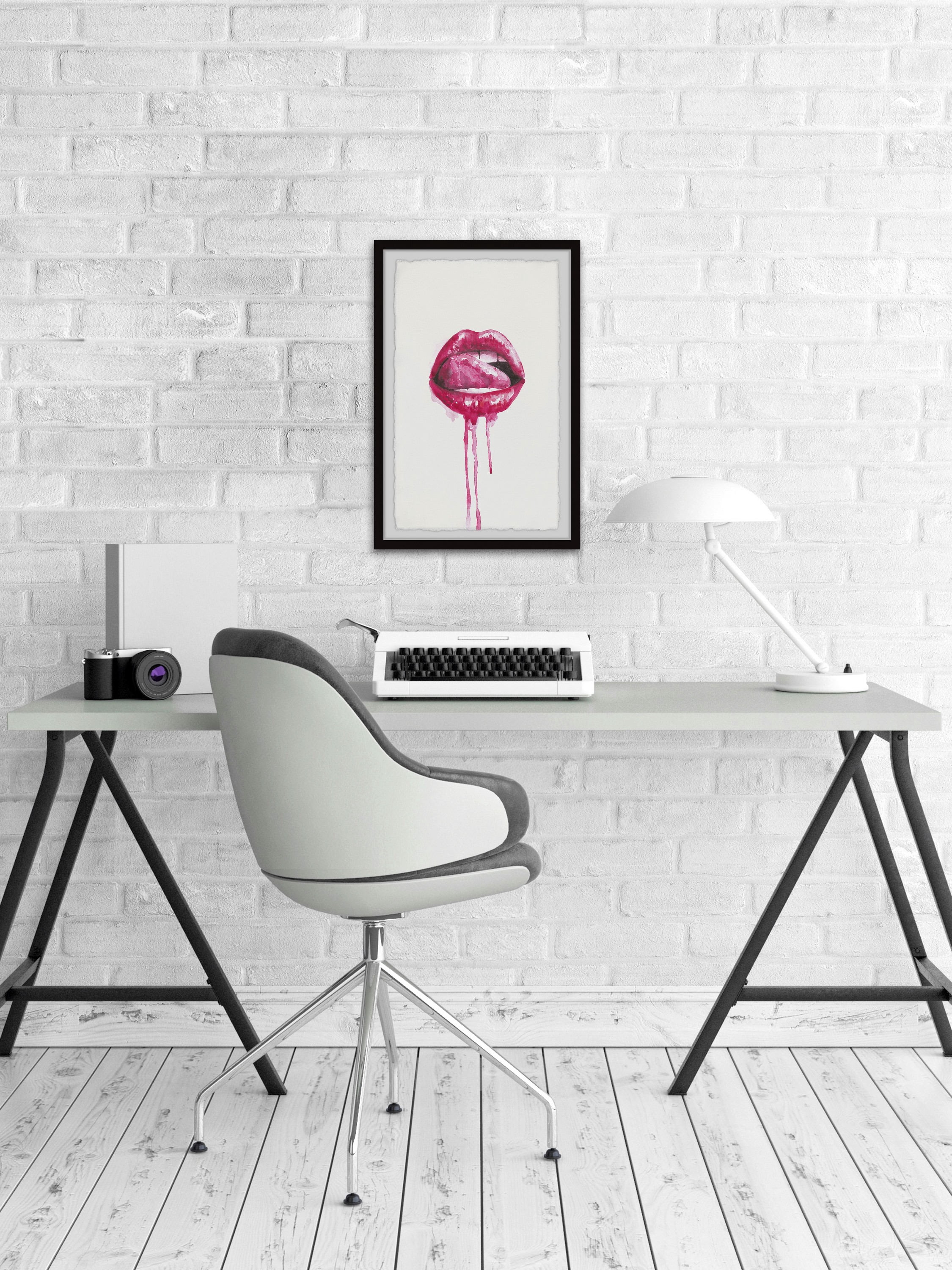 Marmont Hill "Enticing Lips" Framed Painting Print