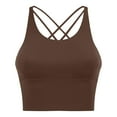 thumbnail image 4 of Ashirexll Sports Bras for Women, Spaghetti Strappy Crossback Shockproof Gathered Running Fitness Beautiful Back Yoga High Support Sports Bras for Women Coffee 12, 4 of 4