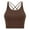 Coffee, variant on Sports Bras for Womens Crisscross Back Scoop Neck Crop Camisole Tops Solid Color Lightweight Quick-Dry Cozy Underwear
