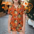 thumbnail image 4 of Youmylove Kids Girls Pajamas Set Thanksgiving Pumpkin Satin Silk Pajamas Short Sleeve Sleepwear 2 Piece Button Down Shirt Shorts Set Fashion Cute Girls Pajama Set, 4 of 4