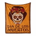 thumbnail image 1 of Sugar Skull Soft Flannel Fleece Throw Blanket, Mexican Skull Girl with Hair and Flower Wreath Print, Cozy Plush for Indoor and Outdoor Use, 70" x 90", Brown Marigold, by Ambesonne, 1 of 6