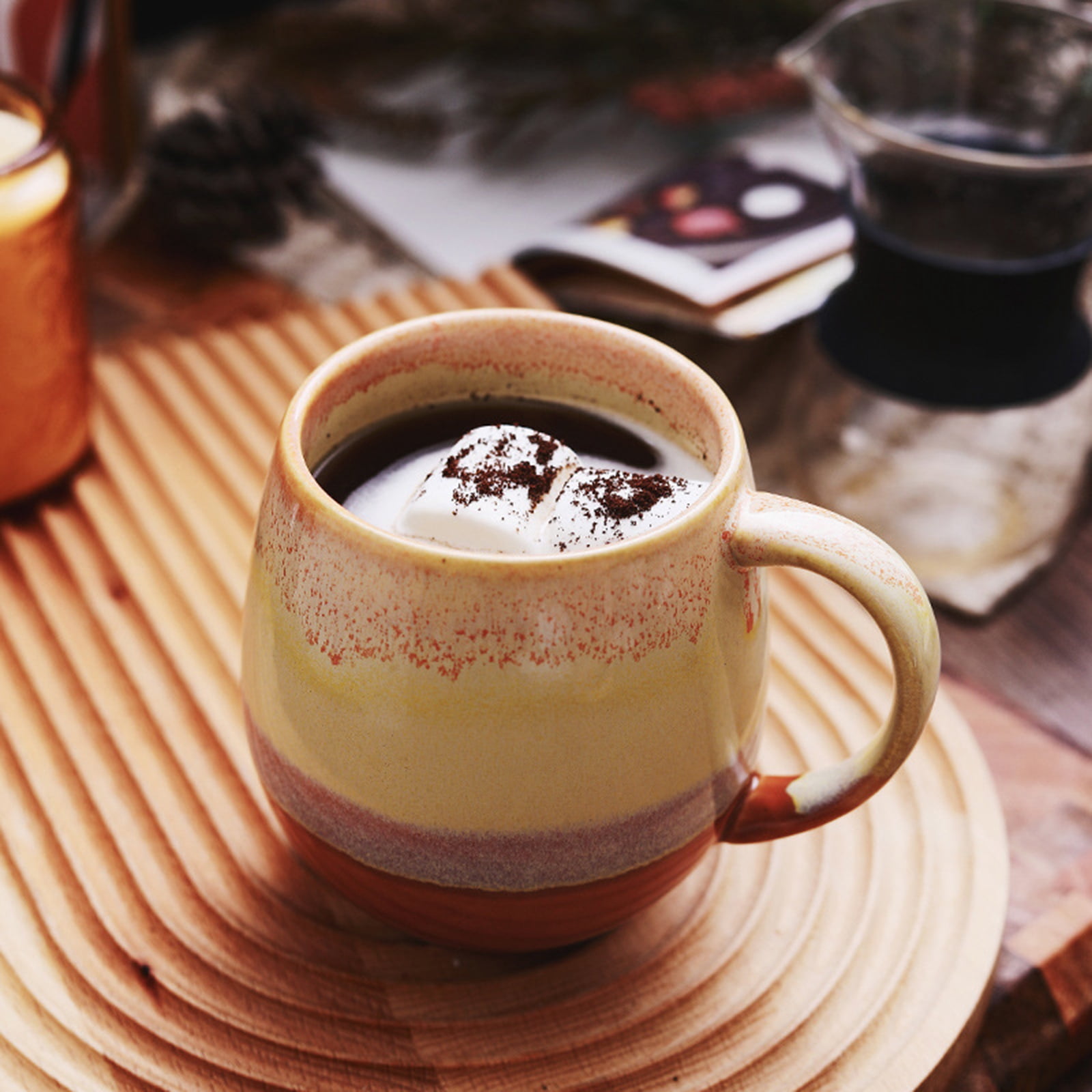 Espresso cup, coffee cup, color gradient, coffee mug with spoon, porcelain mug, thick-walled handle cup, tea cup, milk mug, gift for girls and men, 500 ml