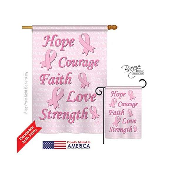 Breeze Decor 15080 Hope, Faith, Courage 2-Sided Vertical Impression House Flag - 28 x 40 in.