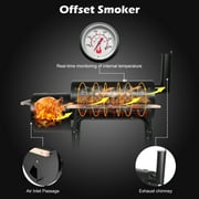 Portable BBQ Charcoal Grill for Patio, 24.4'' Charcoal Grill with Wood Shelf, Cooking Grate Charcoal Grill w/Temperature Gauge and Metal Grate, Premium Cooking Grate for Steak Chicken, Black, S5868