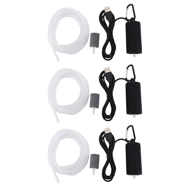 3X Mini Bomba de AireaciÓN USB Bomba de Aire Aireador de Acuario Ultra Silencioso Mini Bomba de Oxigeno de Pesca de Pecera --Negro
