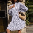 thumbnail image 5 of Henpk Summer Dresses for Women Striped T Shirt Dress Casual Midi Dress Short Sleeve Sundress with Pockets Fashion Casual V-Neck Pullover Stripe Printed Long Sleeve Temperament Commute Dress Blue M, 5 of 6